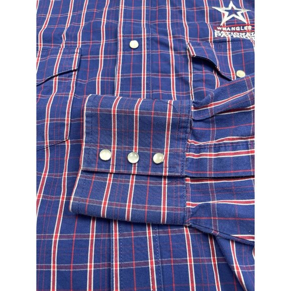 WRANGLER Mens XL Red White Blue National Patriot Pearl Snap Western SHIRT EUC - Picture 3 of 8